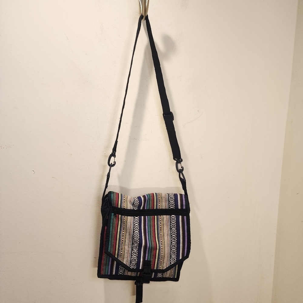 GANESH HAMAI Women's Canvas Striped Multicolor Shoulder Bag